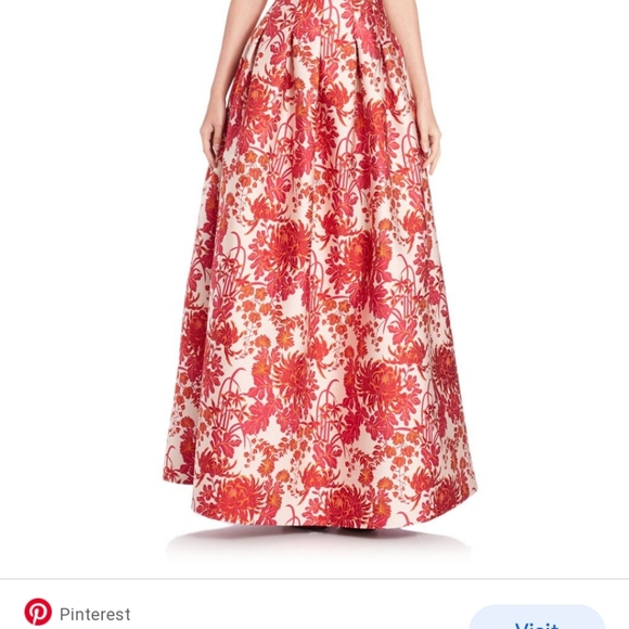 RUBIN SINGER Red Dahlia brocade gown sz 2 - Picture 2 of 8